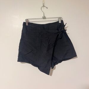 LF One Way Black Linen Wrap Tie Skort sz S